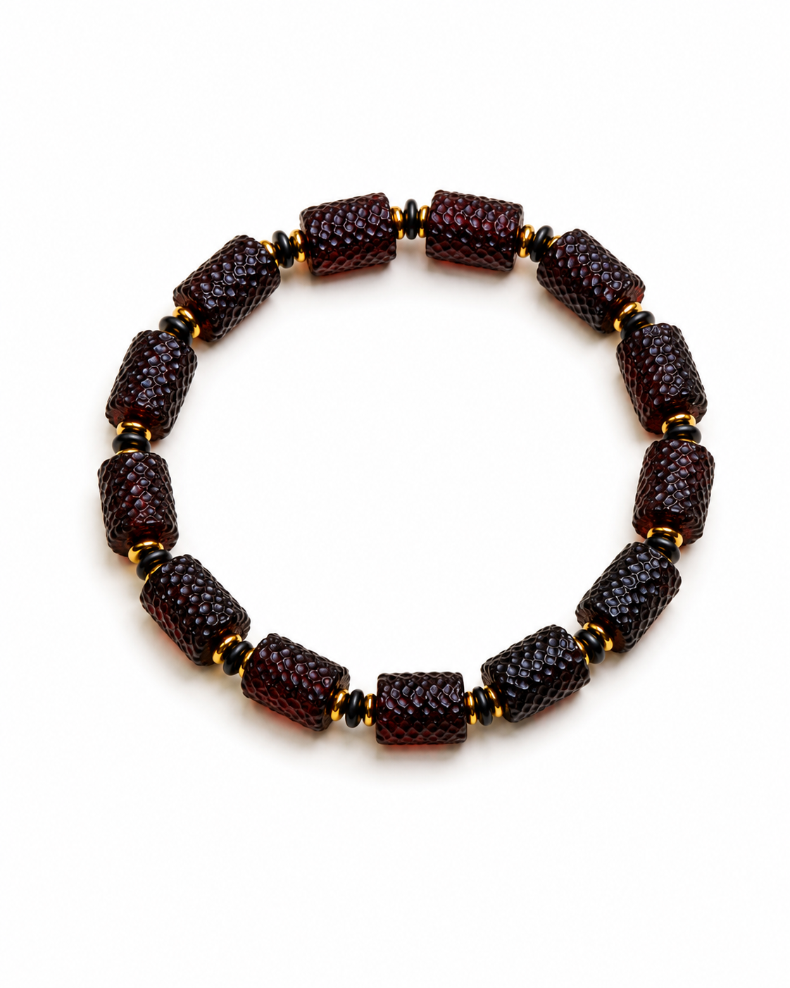Rubis Baltic amber bracelet in dark cherry amber — handcrafted in Lithuania by AMBER999
— Baltijos gintaro papuošalai, rankų darbas Lietuvoje