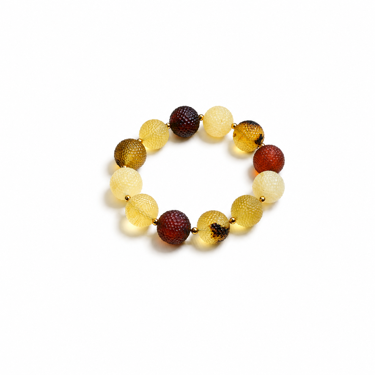 Odessa Baltic amber bracelet in lemon, cherry and cognac amber — handcrafted in Lithuania by AMBER999 — Baltijos gintaro papuošalai, rankų darbas Lietuvoje