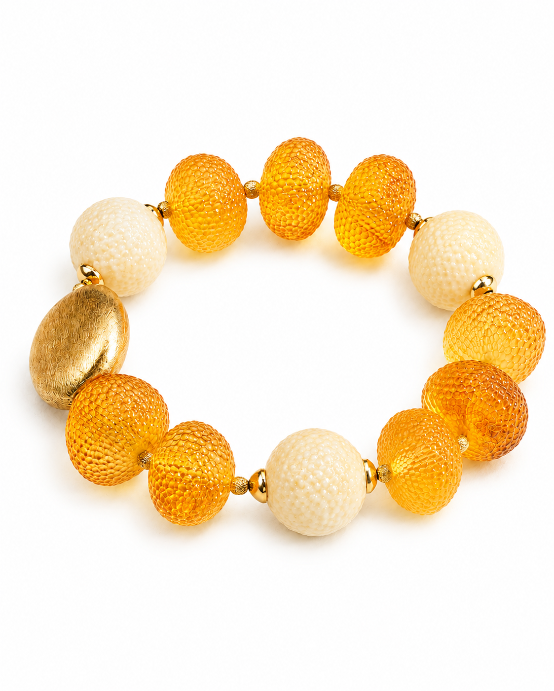 BIJOURE Baltic amber bracelet in silver & gold — cognac white snake-skin amber beads, handcrafted in Lithuania — Baltijos gintaro papuošalai, rankų darbas Lietuvoje