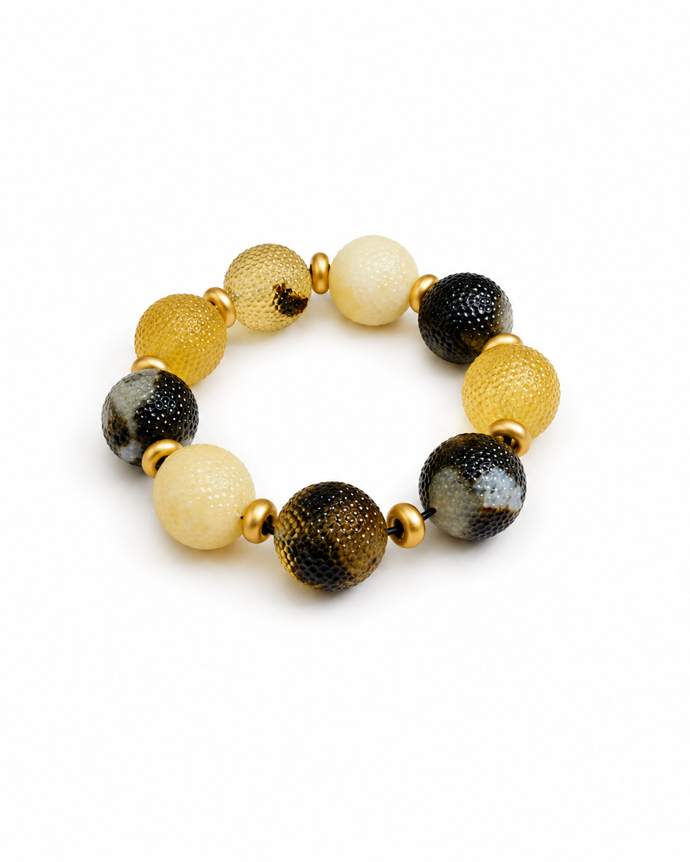 Solène Baltic amber bracelet in white and black amber — handcrafted in Lithuania by AMBER999
 — Baltijos gintaro papuošalai, rankų darbas Lietuvoje