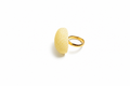 Lilou Baltic amber ring in lemon yellow amber, side view showing textured stone — handcrafted in Lithuania by AMBER999