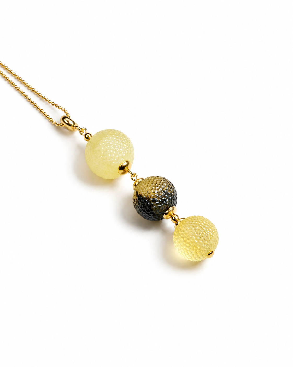 Treles Baltic amber pendant necklace in lemon yellow and dark amber — handcrafted in Lithuania by AMBER999
 — Baltijos gintaro papuošalai, rankų darbas Lietuvoje