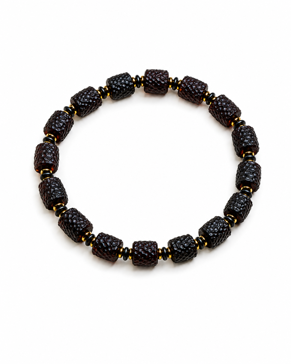 Véran Baltic amber bracelet in black oak amber — handcrafted in Lithuania by AMBER999
 — Baltijos gintaro papuošalai, rankų darbas Lietuvoje